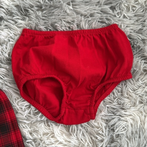 Short sleeve plaid dress with matching diaper cover - Picture 3 of 4